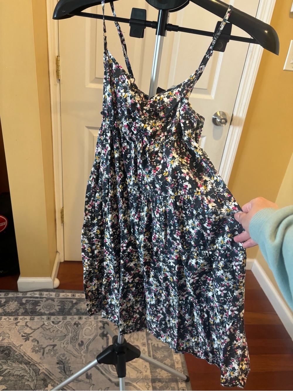 H&M Black Floral Spaghetti-Strap Sundress